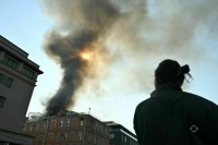 На крыше строящегося в Москве ЖК «Роза Росса» произошло возгорание