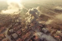 Оборона Академии Башара Асада в Алеппо. Правительственные войска наносят удары по позициям боевиков. Сирия, 11.2016
Фото Александр Пушин / ВГТРК