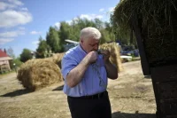 Дважды в день коровам на корм привозят свежескошенную траву, - рассказали фермеры Сергею Миронову