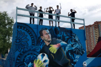 Подмосковный художник нарисовал граффити в честь выхода России в четвертьфинал ЧМ-2018