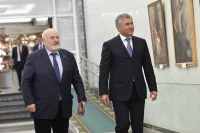 Владимир Малышев и Вячеслав Володин на открытии выставки, посвящённой 100-летию ВГИК