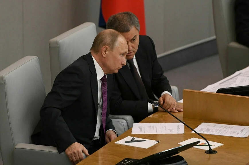 Владимир Путин и спикер Госдумы Вячеслав Володин