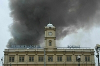 В Москве около площади трех вокзалов произошел крупный пожар