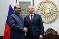 Спикер Народной палаты Парламента Республики Индии Ом Бирла и Вячеслав Володин. Фото: пресс-служба Госдумы